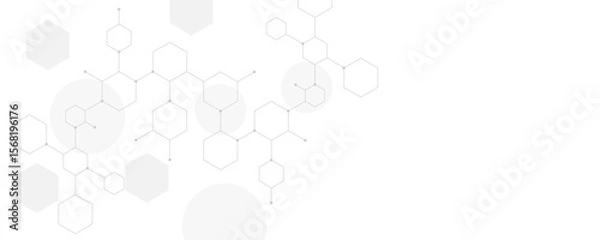 Fototapeta Futuristic molecule structure abstract hexagonal network background design for technology and medical science.