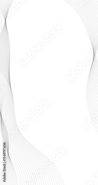 Fototapeta Abstract background with monochrome wave lines At the Edge of  vertical white background Illustration