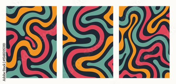 Fototapeta Abstract Trippy Wave Background Set.