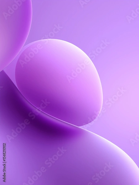 Fototapeta A rounded, pink digital illustration of an abstract shape on a purple background