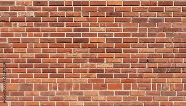 Obraz Red brick wall texture featuring a classic running bond pattern for construction