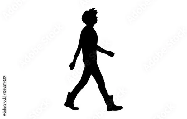 Fototapeta A simple, clean silhouette of a person walking, perfect for use in presentations, posters, website graphics, or social media vector.