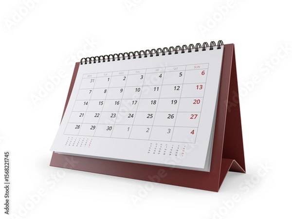 Fototapeta Desktop Calendar isolated on transparent background, 3d illustration