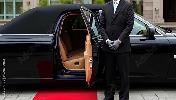 Obraz a luxury black limousine with the door open