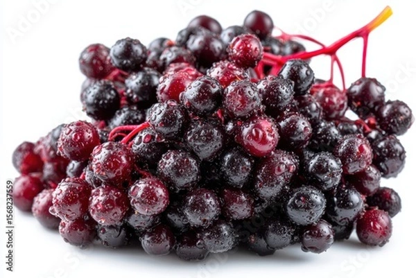 Obraz Ripe elderberries captured in minimalist style with rich details on bright background