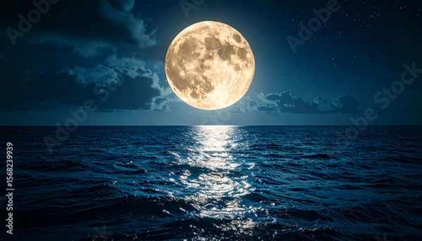 Obraz full moon and sea