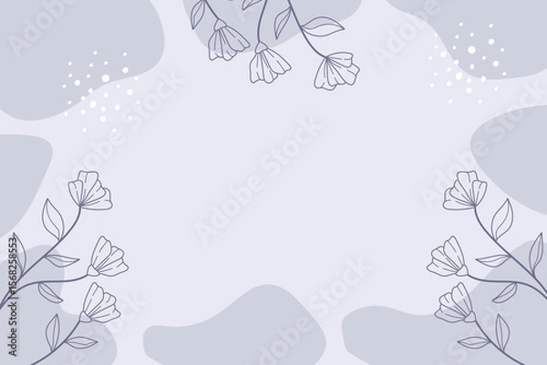 Fototapeta Modern abstract botanical background with hand drawn flowers on pastel color background illustration.