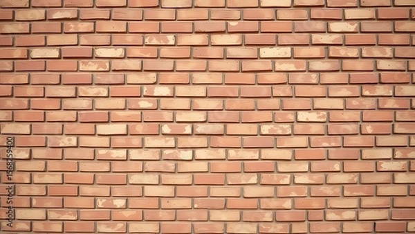 Obraz A weathered red brick wall with warm sepia tones in a flat frontal composition.