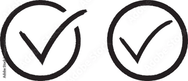 Fototapeta Grunge black check mark icon, approval tick sign vector illustration