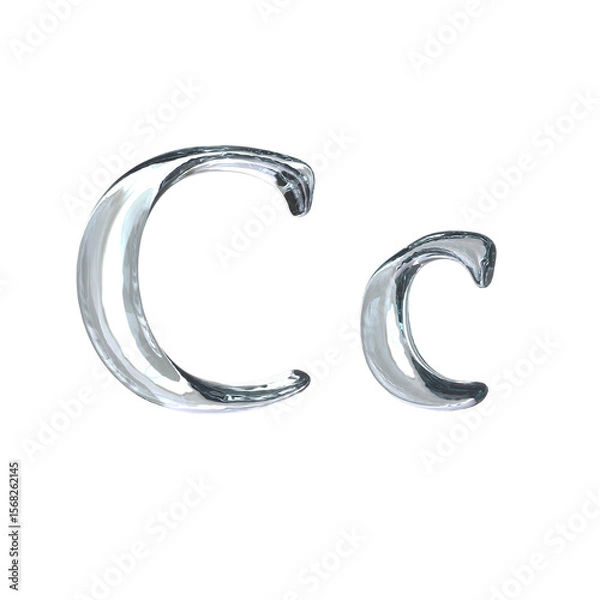 Fototapeta Letter C 3D rendering with crystal material