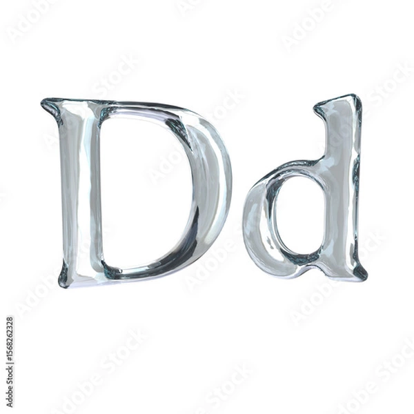 Fototapeta Letter D 3D rendering with crystal material