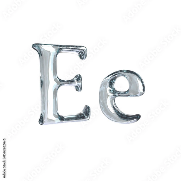 Fototapeta Letter E 3D rendering with crystal material