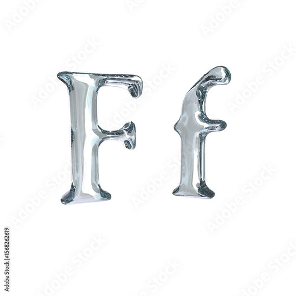 Obraz Letter F 3D rendering with crystal material