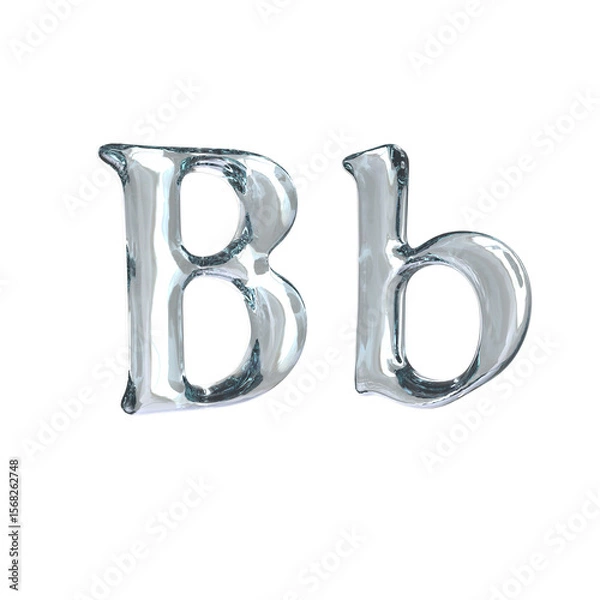 Fototapeta Letter B 3D rendering with crystal material