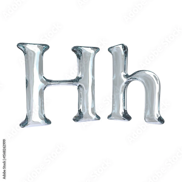 Fototapeta Letter H 3D rendering with crystal material