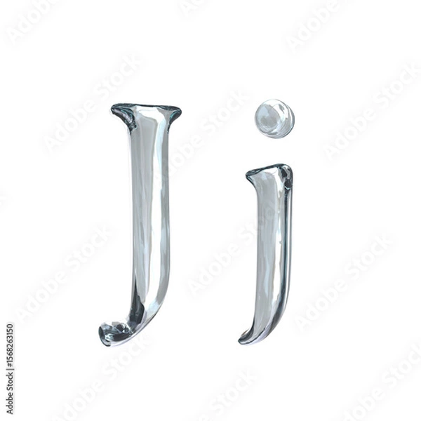 Fototapeta Letter J 3D rendering with crystal material