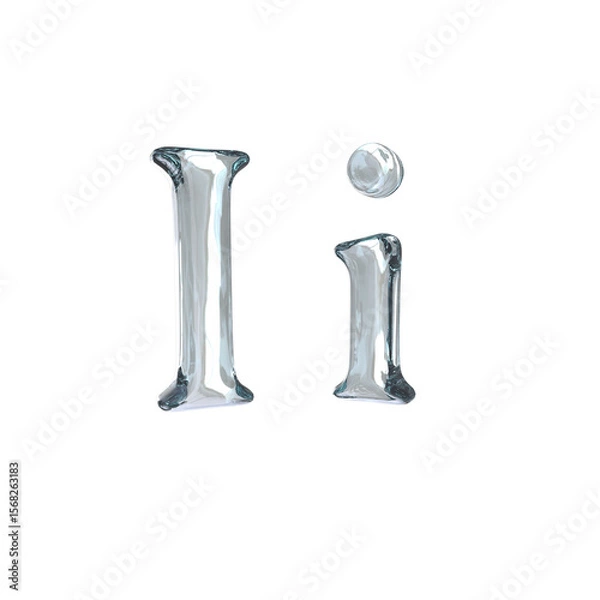 Fototapeta Letter I 3D rendering with crystal material