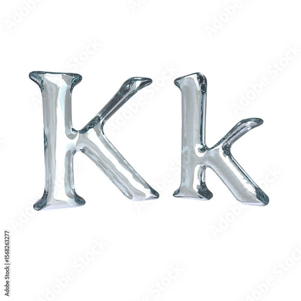 Fototapeta Letter K 3D rendering with crystal material