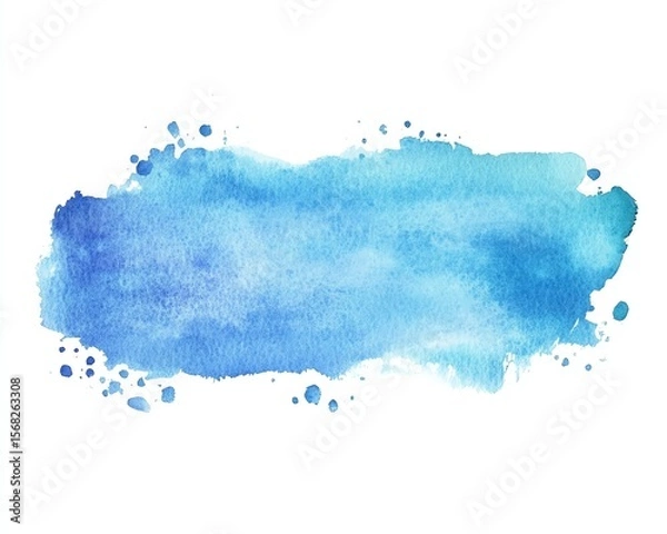 Obraz Sky blue watercolor gradient rectangle texture Painted abstract background with watercolour stains isolated on white Hand drawn aquarelle template with uneven rounded edges