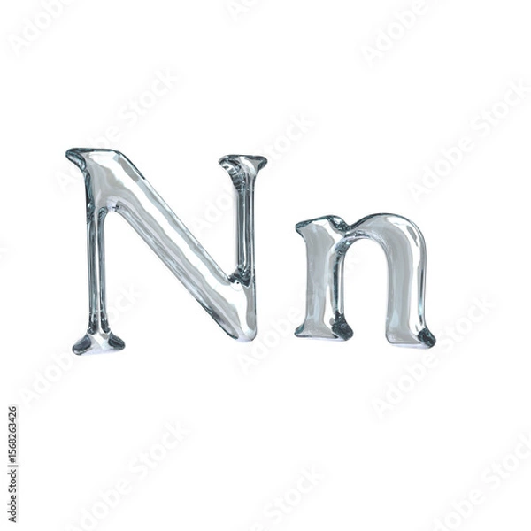 Fototapeta Letter N 3D rendering with crystal material