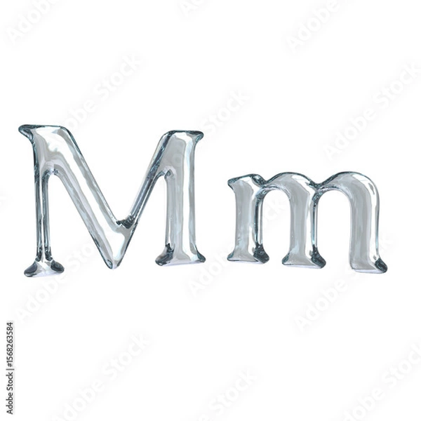 Fototapeta Letter M 3D rendering with crystal material