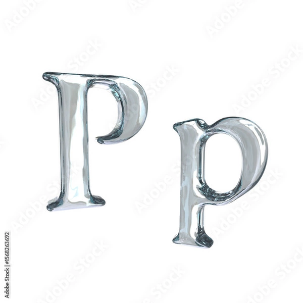 Fototapeta Letter P 3D rendering with crystal material