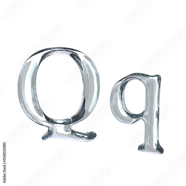 Fototapeta Letter Q 3D rendering with crystal material