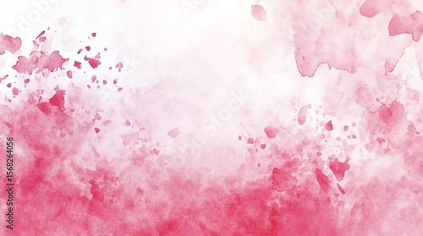 Obraz Valentines day background with blush pink gradient watercolor stains and uneven edges Hand drawn abstract aquarelle fill Rectangle shape Light rose watercolour Women Day texture Pa