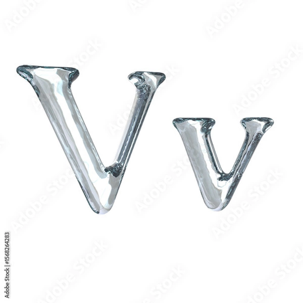 Fototapeta Letter V 3D rendering with crystal material