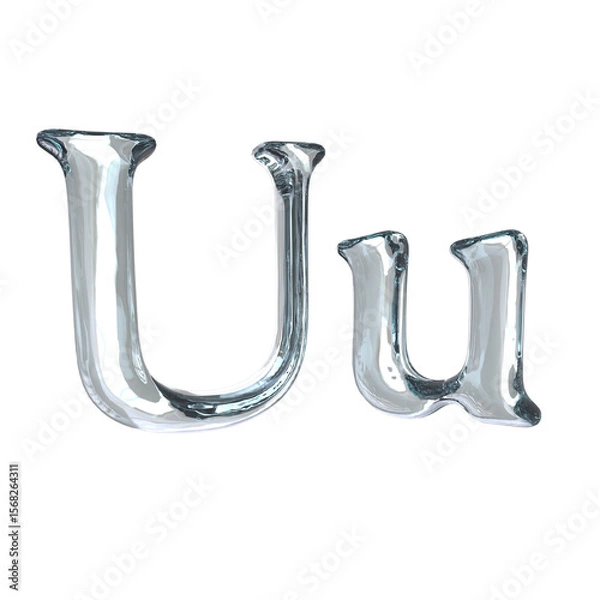Fototapeta Letter U 3D rendering with crystal material