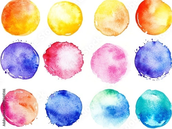 Obraz Watercolor circle shape stains