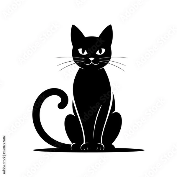 Fototapeta black and white sitting cat vector art