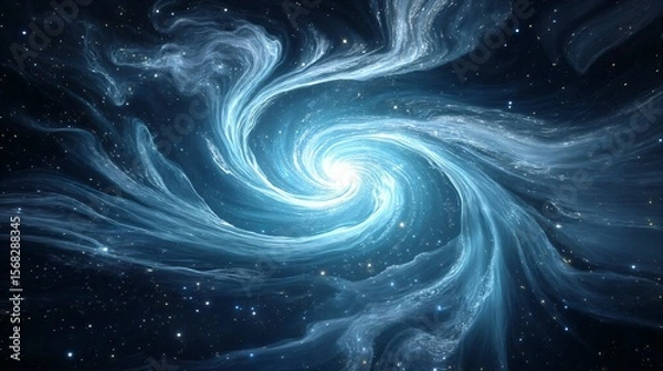 Obraz Luminous Cosmic Nebula: Swirling Teals and Blues Illuminated by Ethereal Stardust