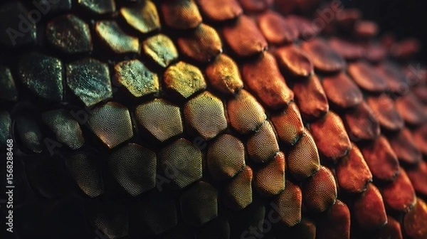 Obraz Vibrant Scaly Texture: A Macro View of Iridescent Reptilian Elegance