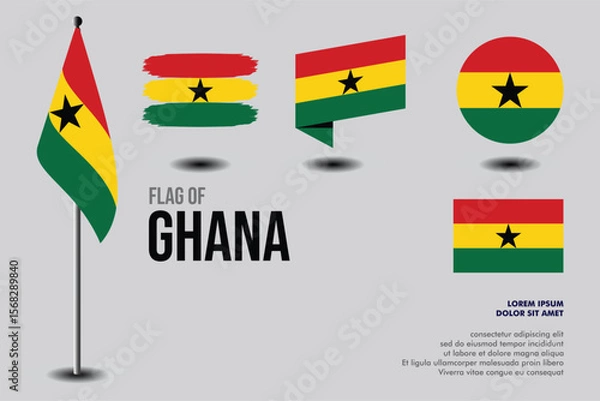 Obraz Set of Ghana flag in 5 designs