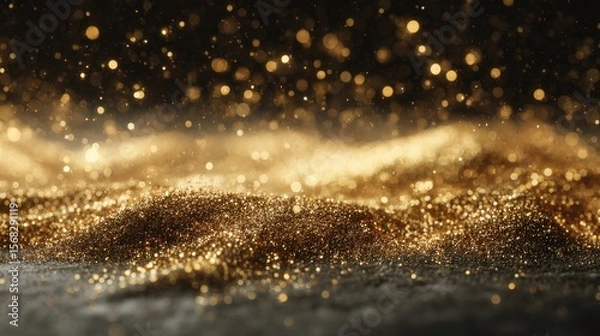 Fototapeta Golden glitter texture with bokeh