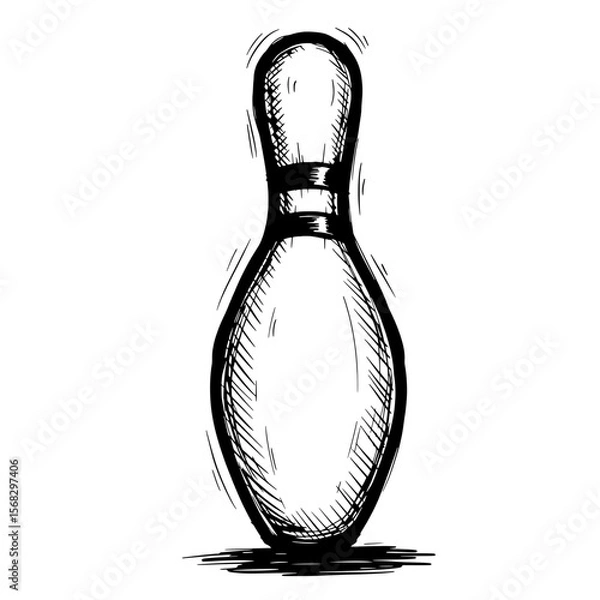 Obraz Striking Skittle: A simple yet engaging sketch depicts a bowling pin, offering a sense of elegance and a subtle nod to the sport.