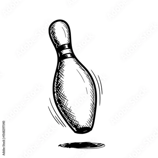 Obraz Bowling Pin Strike: A dynamic sketch captures the essence of a bowling pin, frozen in mid-strike as it hurtles toward the lane, ready to scatter. 