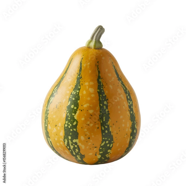 Fototapeta Vector art of a small striped yellow and green pumpkin isolated on transparent background