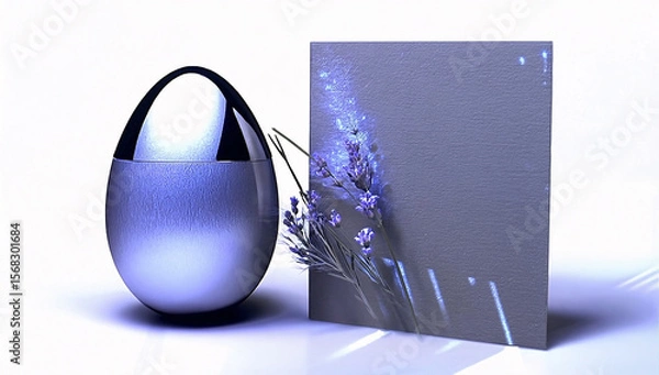 Fototapeta Minimalist Composition with Lavender and Geometric Shapes in Blue Tones for Product Presentation.