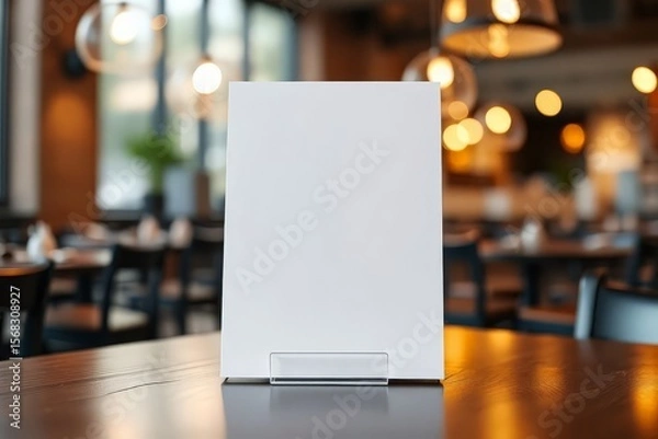 Fototapeta Table Tent Display Stand Blank Menu Holder Restaurant Signage Mockup
