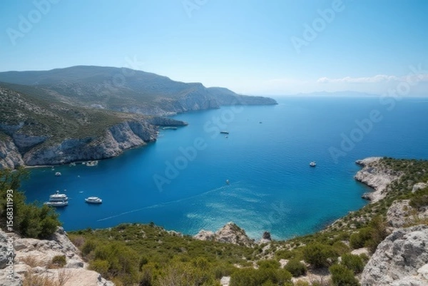 Fototapeta Greece- ionian islands- view of cape drastis in summer