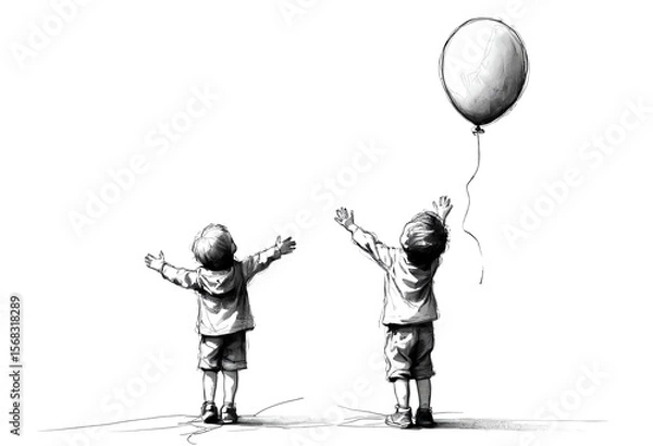 Obraz children playing with balloons