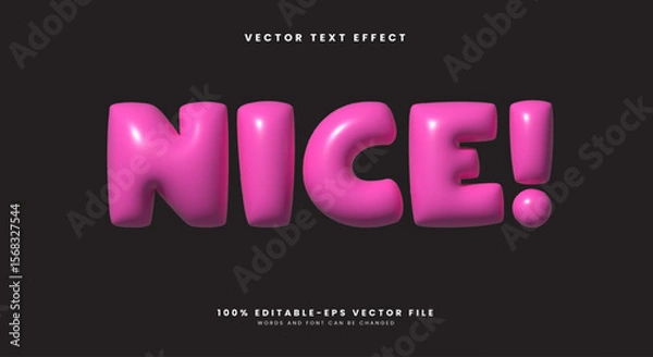 Fototapeta Nice 3d Inflated Style editable text effect Template Suitable for Cute theme