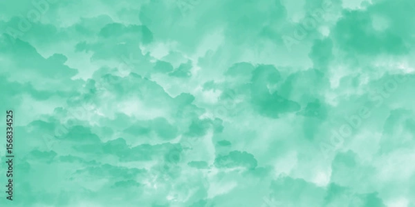 Fototapeta Abstract green background with watercolor cloud texture background