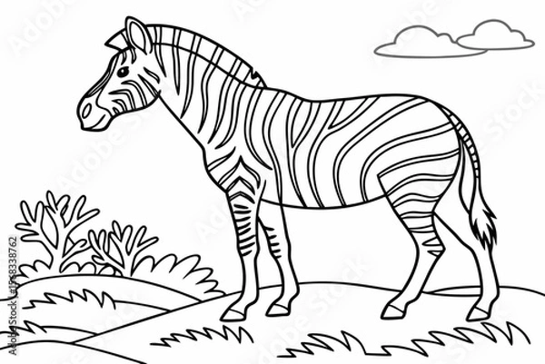 Fototapeta coloring page line art the zebra black vector