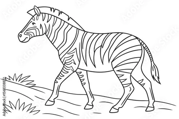 Fototapeta coloring page line art the zebra black vector