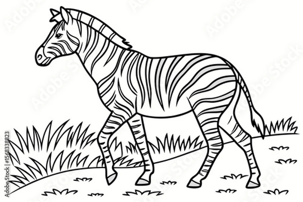 Fototapeta coloring page line art the zebra black vector