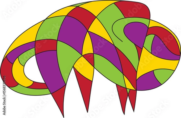Fototapeta Abstract painting of a bison in bright colors
