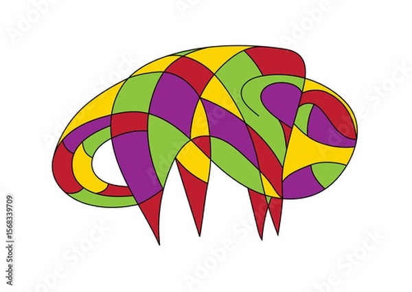 Fototapeta Abstract painting of a bison in bright colors